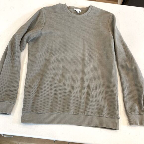 Reiss Barlett Texured Crew Jumper Taupe Long Sleeve Crew Lightweight Sweater M - Picture 2 of 7
